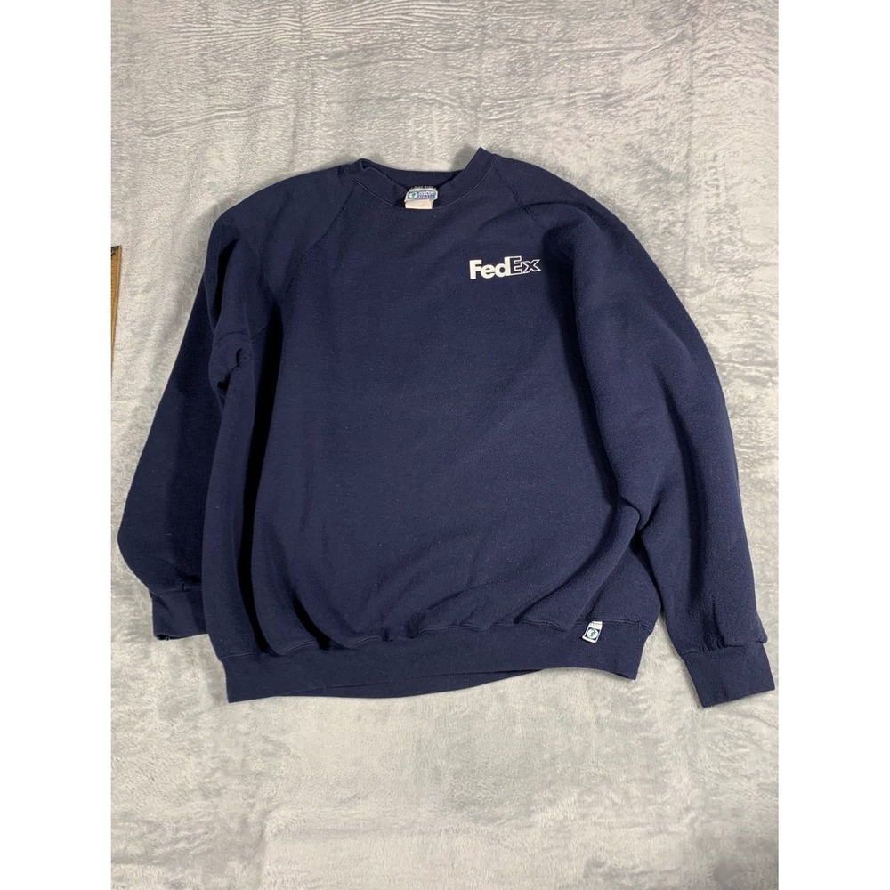 Discus Athletic FedEx Promotional Mens 2XL Blue Sweatshirt Small Chest Logo